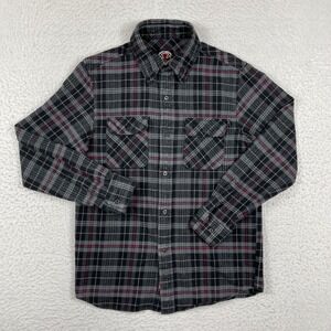 Independent Truck Company Flannel Shirt Mens Medium Black Grey Red Plaid Skate